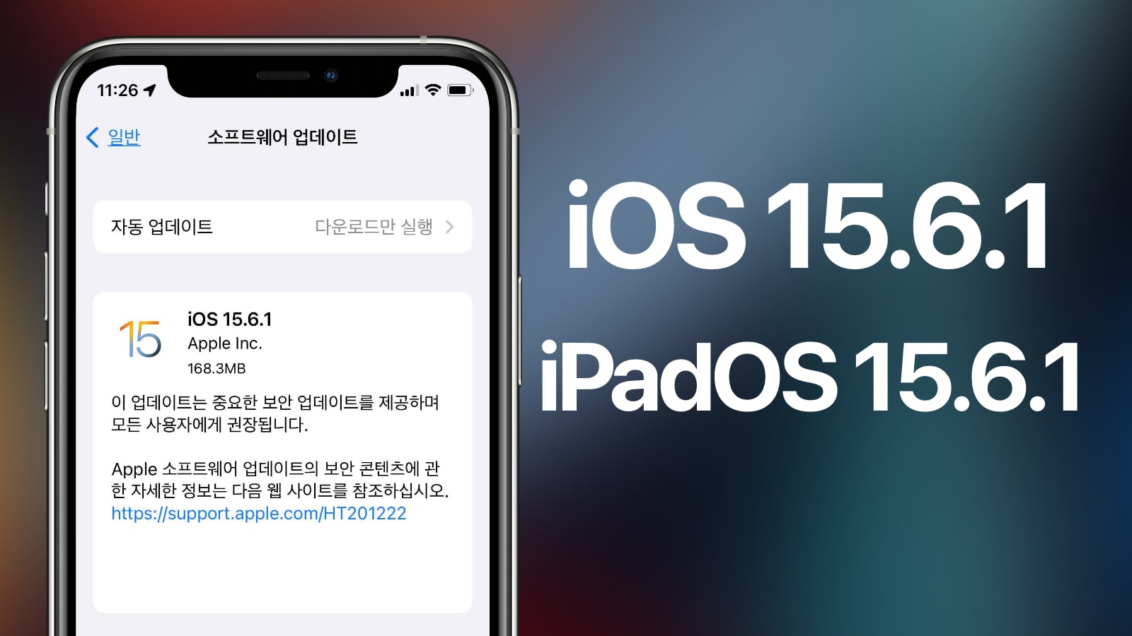 iOS 15.6.1 업데이트
