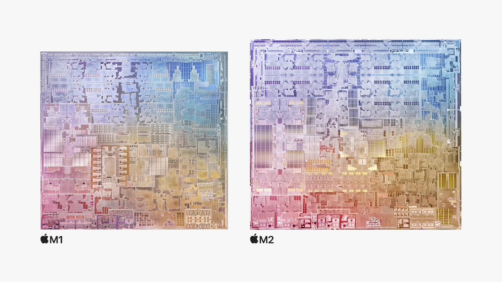 M1 vs M2 칩 설계도