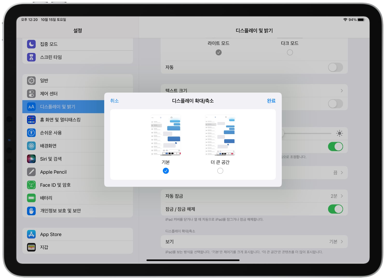 iPadOS 16 디스플레이 확대 축소