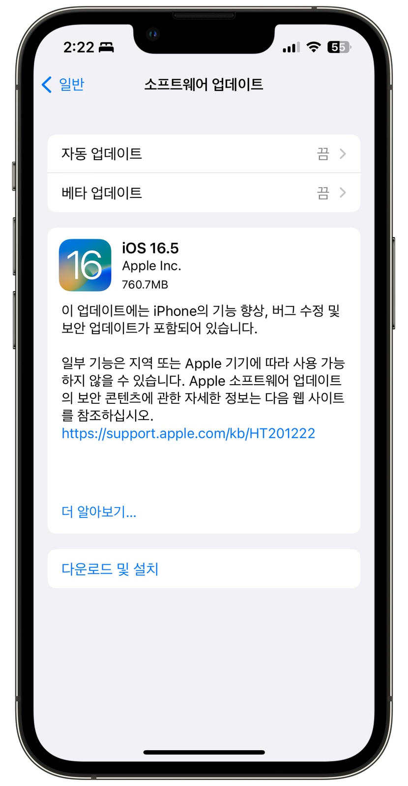 iOS 16.5 업데이트