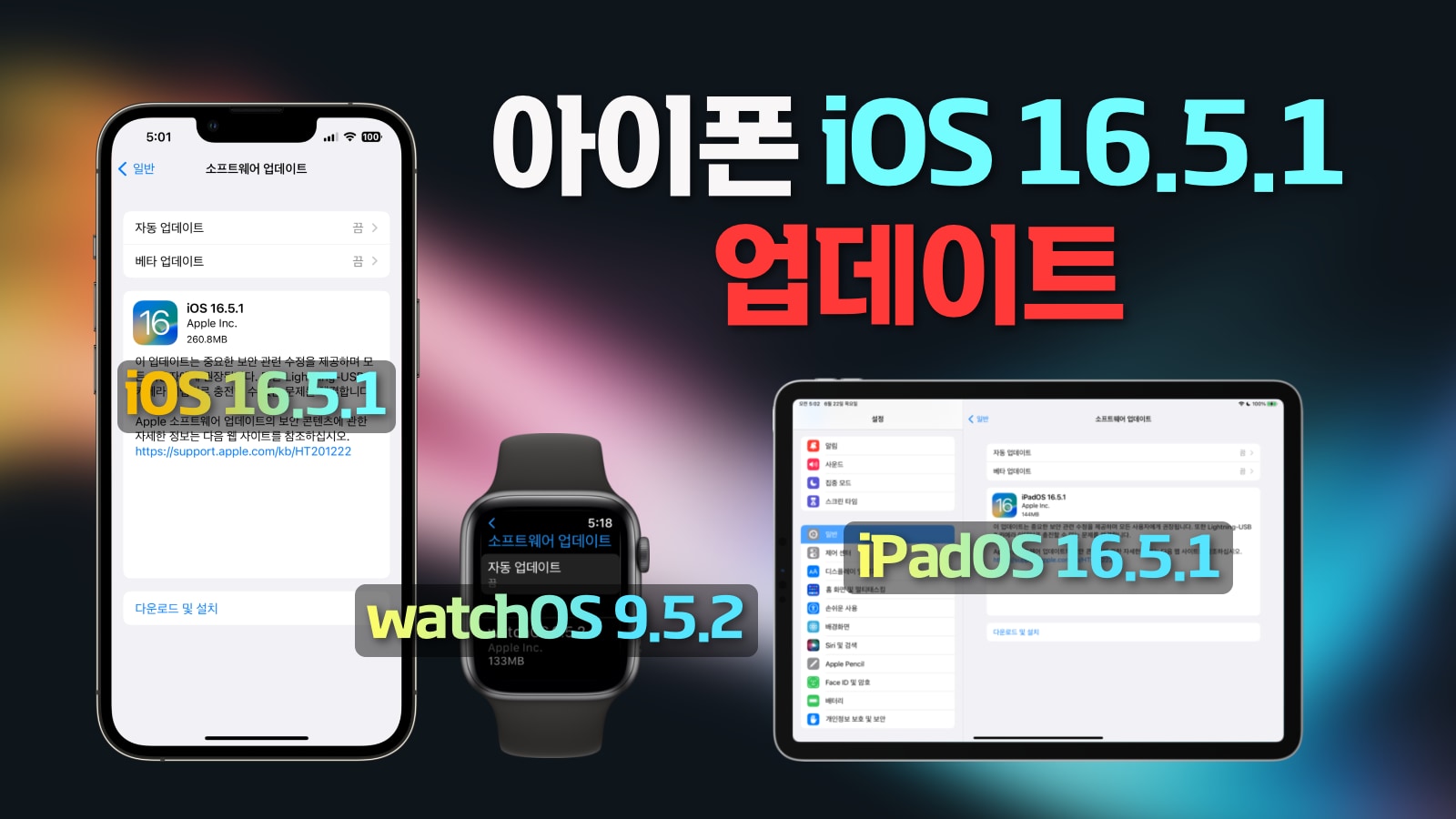 iOS 16.5.1 iPadOS 16.5.1 watchOS 9.5.2 정식 업데이트