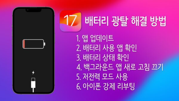 아이폰 iOS 17 업데이트 배터리 광탈 원인과 해결 방법